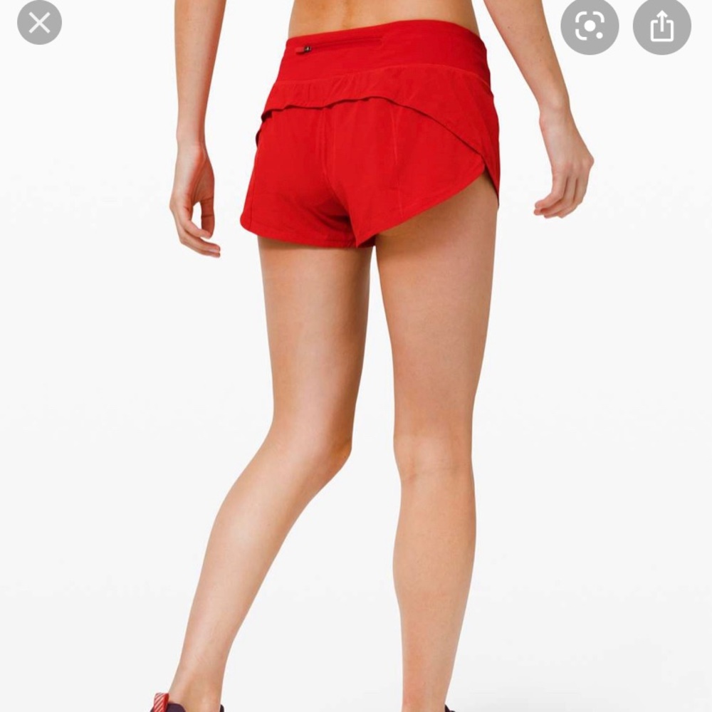 Red lululemon speed up shorts